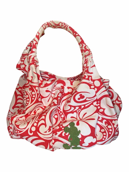 Walt Disney Handbags - Red and White Printed Women's Shoulder Bag with Green Accent